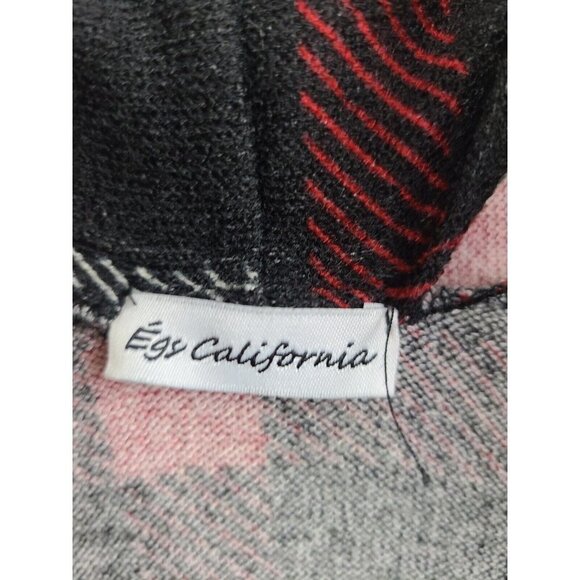 Egs California Black Red Plaid Elbow Patch Longline Open Cardigan XL - Picture 4 of 6